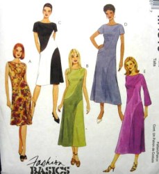 4510 MCCALLS ASYMMETRY BIAS DRESS LENGTHS, SLEEVES OR NOT PATTERN 16-22